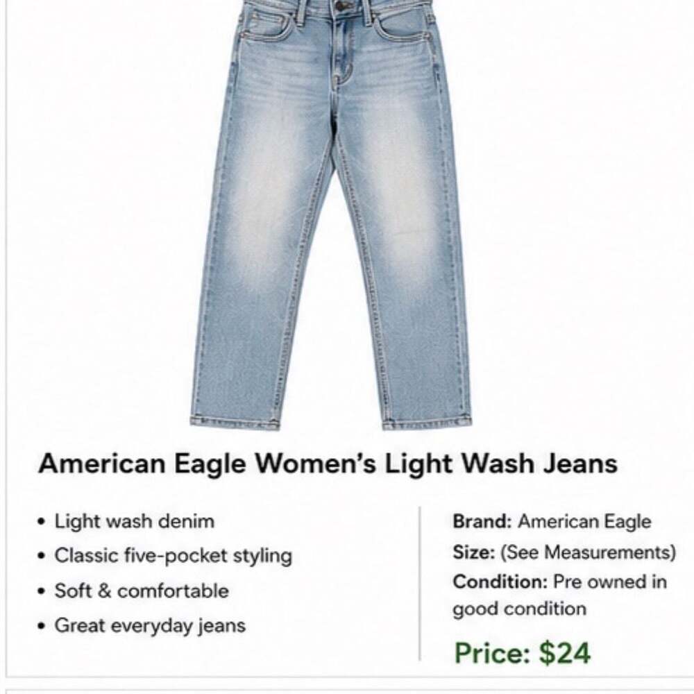 American Eagle Women's Light Wash Five-Pocket Straight Leg Jeans